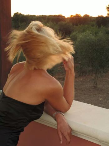 Hair blowing in the wind 
