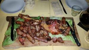 Agnello, salsiccia, fegatini (lamb, sausage and liver)