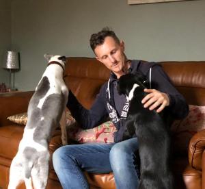 Zola meeting Gordon's dog in England